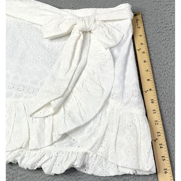 New MISA Los Angeles Skirt Womens Size White Large Lined Hearts Bow Made USA NWT